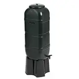 Strata Regentonnen-Set, 4-teiliger Standfuß und Regensammler, 100 L, Schwarz, 36 x 32 x 96 cm