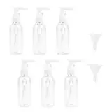 JOYISEN 6 Stück Transparente Reise Flaschen 100 ml / 3.4 OZ Kunststoff Pumpflasche Lotionsspender Leere Luftreiseflaschen mit 2 Kleinen Trichtern