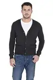 Cashmeren Herren Button Down Cardigan 100% reines Kaschmir Klassischer Strick V-Ausschnitt Pullover, Dunkelgrau, Klein