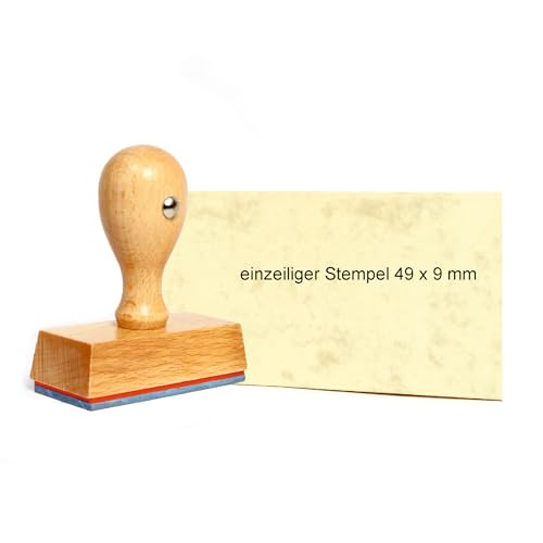 Dekolando Holzstempel Stempel personalisiert 1zeilig bis 6zeilig - Firmenstempel mit Wunschtext personalisieren - Namensstempel Adressstempel (1 Zeile | 49 x 9 mm)