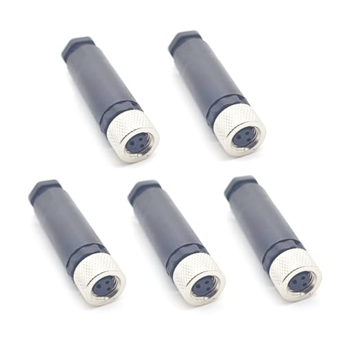 5 Stücke M8 3 poliger Weibliche Rundsteckverbinder, vor Ort montiert mit 8mm verdrahtetem Sensor industrieller Rundstecker IP67 ungeschirmter A Code gerader 60V 4A