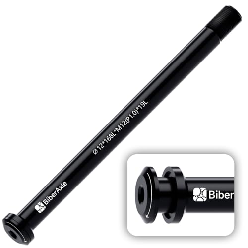 BiberAxle 12mm Steckachsen für Fahrradgabeln und Hinterer Fahrradrahmen, Mountainbike und Rennräder Aluminiumlegierung Naben Adapterachse, (Gewindesteigung: 1.0 mm/Länge: 168mm)