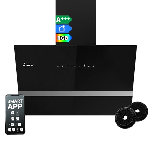 KKT KOLBE Dunstabzugshaube 60 cm | 782 cbm/h Umluft Abluft | Kopffrei | Wandhaube | Schwarz Glas | Smart WiFi App WLAN | RGBW-LED-Beleuchtung | EASY6005SM