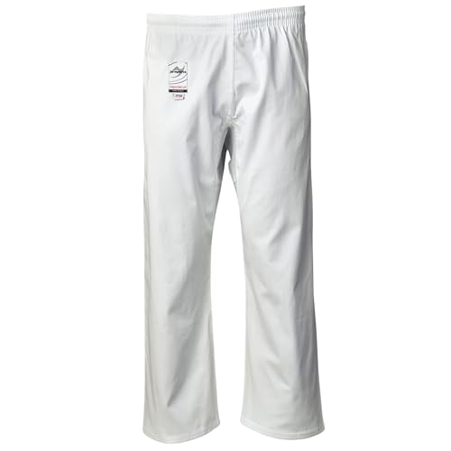 Ju-Sports Karatehose 160 Weiß I Leichte Karate Hose mit Gummitbund, Zusatzschnürung & Knieverstärkung I 100% Baumwolle I Auch für Sportarten wie Judo UVM.