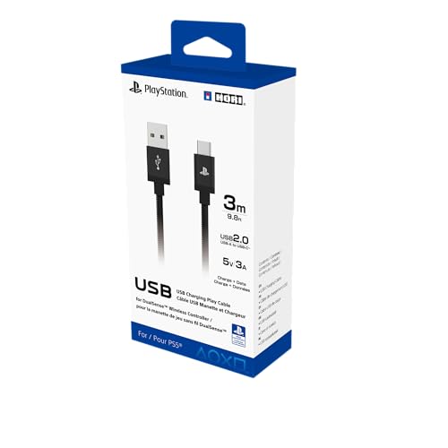 HORI USB Ladekabel für Playstation 5 - Offiziell lizenziert von Sony - 3m USB Kabel für PS5