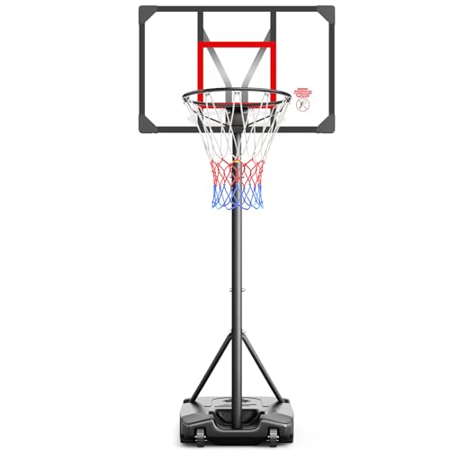 Basketballkorb Outdoor,Basketball Ständer 4.8-8.5FT Höhenverstellbar,Wetterfester Basketball Hoop Kinder Teenager,Geeignet für Innenbereich Hinterhof Einfahrt Rot