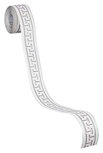 A.S. Création selbstklebende Bordüre Stick ups klassisch stark strukturiert 5,00 m x 0,04 m grau metallic weiß Made in Germany 281319 2813-19