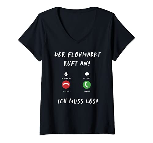 Damen Flohmarkt Trödelmarkt Flohmarkthändler Lustig T-Shirt mit V-Ausschnitt