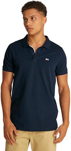 Tommy Jeans Herren Poloshirt Kurzarm Slim Placket Slim Fit, Blau (Dark Night Navy), XXL