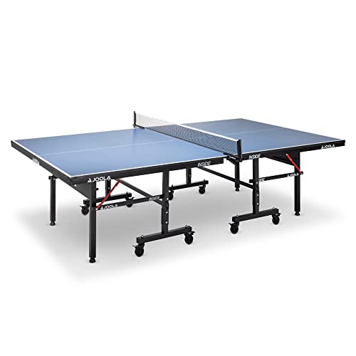 JOOLA Tischtennisplatte Inside 18 Tischtennistisch Indoor klappbares Untergestell – Schneller Aufbau, Blau, 274 x 152,5 x 76 CM