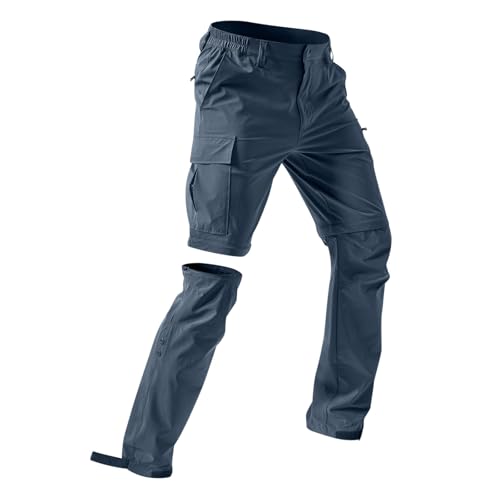 Herren Wanderhose Zip Off Trekkinghose Outdoorhose Atmungsaktiv Wasserdicht Softshellhose Entfernbar Schnell Trockend Outdoor Funktionshose mit Multi Taschen Jogginghose für Wandern,Fahrrad,arbeits