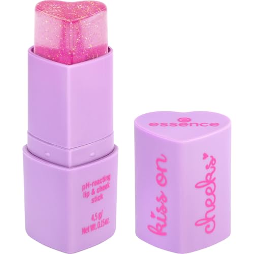 essence kiss on cheeks pH-reacting lip & cheek stick, Lippenstift, Nr. 01, Pink, farbanpassend, natürlich, vegan, ohne Parabene, ohne Mikroplastikpartikel, Nanopartikel frei, 1er Pack (4.5g)