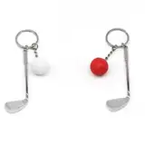 LiJuanWang Schlüsselanhänger,2 Stück Golf Schlüsselanhänger,Golfgeschenk Geschenkidee,mit Golfschläger Schlüsselring,Metall Schlüsselbung Schlüsselketten Sportsouvenirs für Sportfans