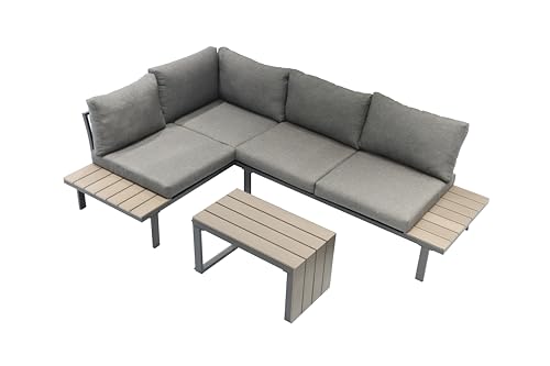 Ondis24 Lounge-Set Gartenmöbel Ecksitzgarnitur, Sitzgruppe für 2-3 Personen, Gartenlounge mit Tisch Sitzkissen, Balkonmöbel Essgruppe Garten, Lounge Sitzgarnitur