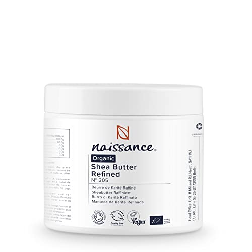 Naissance Bio-Sheabutter Raffiniert (No.305) 250g - Rein, Natürlich, Raffiniert, BIO-zertifiziert – Perfekt für DIY-Schönheitsrezepte, Körper, Gesicht, Haar-Feuchtigkeitscreme
