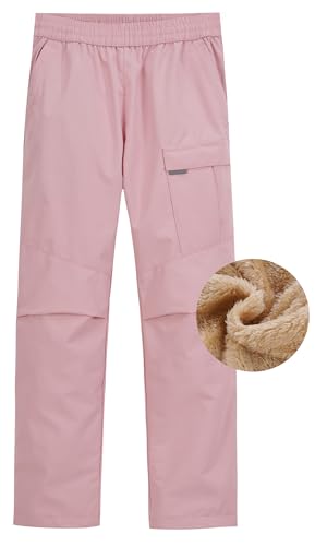 Happy Cherry - Mädchen-Wanderhose für Berge Outdoor Skifahren Softshellhose MädcheKinder Winter-Schneehose wasserdichte Thermohose mit Warmem Fleece-Futter - 110-120 cm - Rosa