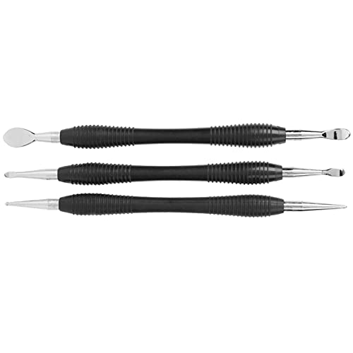 3PCS Leder Handwerk Modellierwerkzeuge, Edelstahl Lederpresse Reiben Werkzeug Punkt Stylus Modellieren Schnitzwerkzeug Stationäre Handwerkssammlung