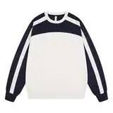 WKAYsIV Kurzarm Schwarz männer Frühling Und Herbst Kontrast Farbe Spleißen Lose Beiläufige Basis Koreanische Version Trendy Pullover Rundhals top Muskel Sweatshirt (Navy, XXXL)