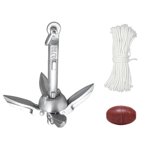 Cpolebev 0,7 Kg Stahl-Klappanker für Wasserfahrzeuge, Kajak, Kanu, Boot, Enterhaken, Floß, Fischerboot, Bootszubehör