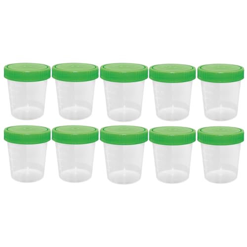 10x Parahealth Premium Urinbecher Probenbecher | 125ml, Schraubverschluss Deckel, grün, graduiert bis 100ml, auslaufsicher, beschriftbar, gefriertauglich