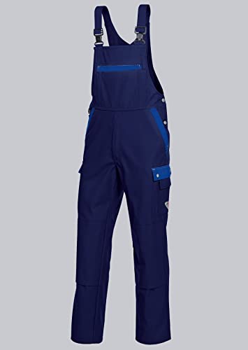 BP Profil 1844-720-10 Latzhose - Stretch-Hosenträger - Verstellbarer Bund - Taschen für Knieschoner - 65% Polyester, 35% Baumwolle - Normale Passform - Größe: 62 - Farbe: dunkelblau/königsblau