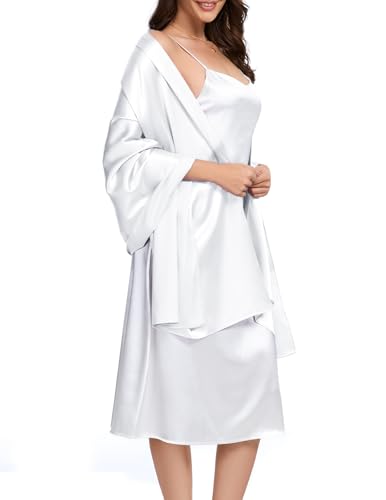 Bbonlinedress Halstuch Damen Seide Party Schal Satin Stola Stolen für Abendkleider elegant Festlich Shawl 195 * 70CM White