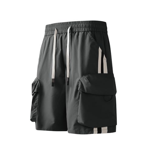 Männer Shorts Fitness Herren Sport Loose Shorts Sommershorts Ice Silk Männer Kurze Freizeithose Shorts (Grey, XXXXL)