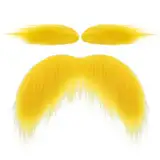 DIVINA VITAE Fake Bart Augenbrauen Set Schnurrbart Zum Ankleben Falscher Schnurrbärte Augenbrauen Kleben Bärte Selbstklebend Für Erwachsene Kostüm Cosplay Halloween Party Zubehör (Gelber)