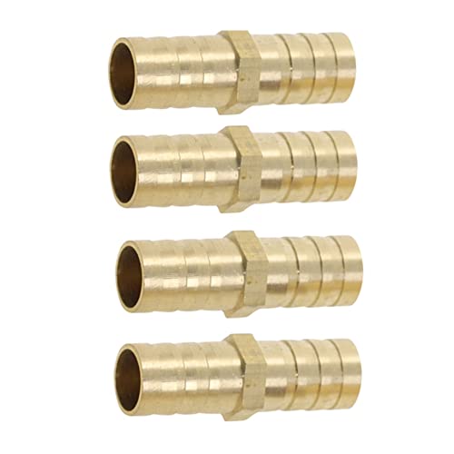 ❀Schlauchanschluss mit Widerhaken, Kupplungsverbinder, 4 Stück, gerader Messing-Schlauchanschluss, gleicher Widerhaken, Gas-Kupfer-Widerhaken-Kupplungsanschlussadapter(Size:16mm 16mm)