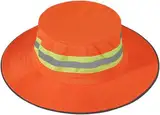 Sonnenhut, hohe Sichtbarkeit, Fischerhüte, reflektierend, Bergsteigen, Wandern, Outdoor, UV-Schutz, breite Krempe, Boonie Arbeitskappe für Herren und Damen, Orange, One size