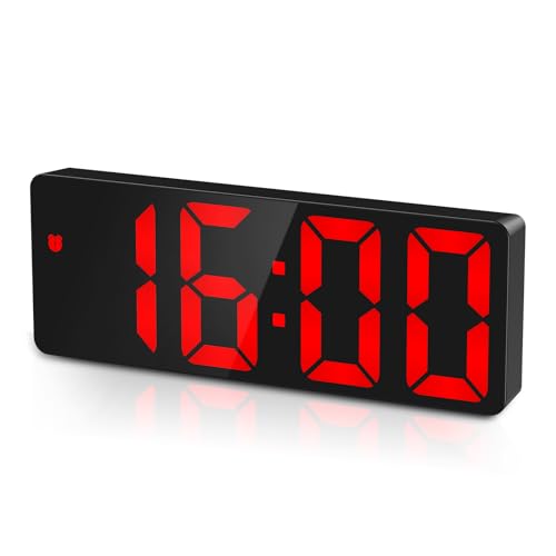 Neueste Digitale Wecker, LED-Uhr, elektronische Tischuhr mit Temperaturanzeige, Reisewecker, einstellbare Helligkeit, 12/24H Anzeige, Digitaluhr für Haus, Schlafzimmer, Büro, Kinder, Ältere, Rot