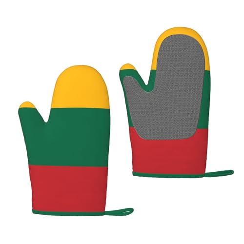 Silikon-Ofenhandschuhe, 2 Stück, Flagge von Litauen, hitzebeständige Küchenhandschuhe, 260 °C Schutz, rutschfester Griff, zum Backen, Grillen