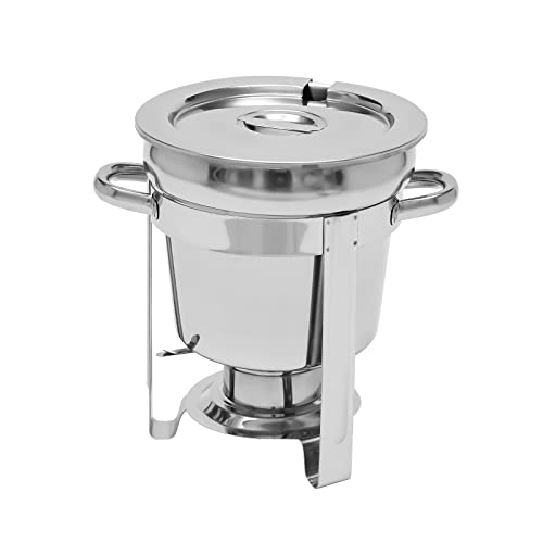 Edelstahl Chafing Dish für Suppe 7L, Speisenwärmer Wärmebehälter Suppenwärmer mit Standfuß Suppentopf Chafing Dishes Speisenbehälter für Buffet Catering Gastro und Party