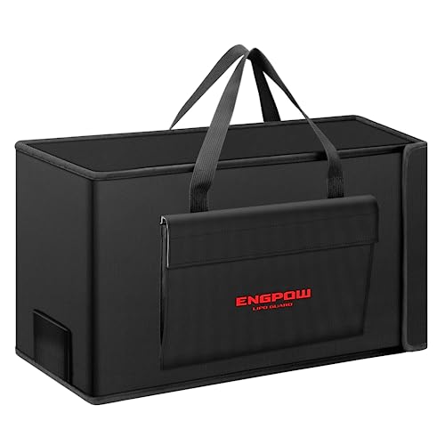 Akku Tasche Ebike Batterie Tasche Feuerfeste bis 2000°F Explosionsgeschützte Lipo Bag kompatibel mit 2 E-Bike Akkus Dick Stoßfester Sichere Batteriebox Aufladung Transport Lagerung 45 x 12 x 25 cm