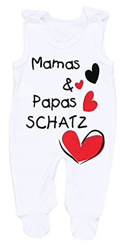 TupTam Unisex Baby Strampler mit Spruch I love Mum and Dad, Farbe: Weiß - Mamas Papas Schatz, Größe: 50