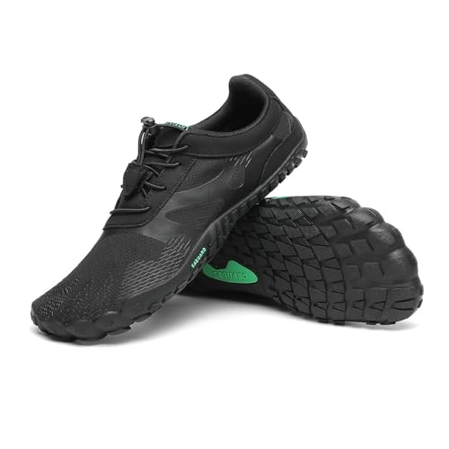 SAGUARO Barfußschuhe Herren Barfuss Schuhe Damen Zehenschuhe Outdoor & Indoor Fitnessschuhe Mit Breite Zehenbox, Vitality III - Barfußschuhe Sattes Schwarz,Gr.42