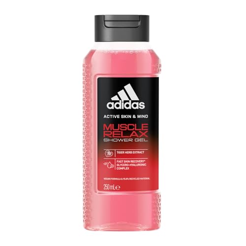 adidas Active Skin & Mind Muscle Relax Duschgel für Männer, feuchtigkeitsspendende Körperpflege für die schnelle Hautregeneration, 250ml