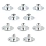 10 Pcs Flanschkupplungsverbinder, M8 / M10 Flansch Loch-T-Mutter, verzinktes Eisen, runde Basis,T-Mutter Montage Hardware Fitting Fastener durch Loch Flansch Einsatz Innengewinde