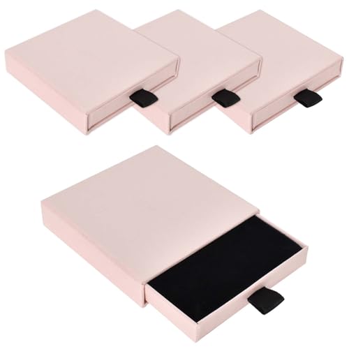 Lunaanda Schmuck Geschenkbox,4 Stück Klein Armband Geschenkbox, Papier-Schmuck-Display, 9 x 9 x 1,7 cm Schmuckbox Set,Schublade Quadrat Aufbewahrungsbox, für Halskette, Ohrringe, Ring, Schmuckauf