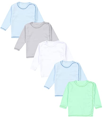 TupTam Unisex Baby Wickelshirt Langarm 5er Pack, Farbe: Junge, Größe: 62