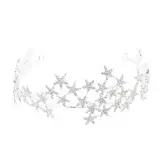 FRCOLOR Sternkrone Geburtstag Hochzeit Sterne Tiara Braut Kopfstück Stern Kristall Tiara Damen Stirnbänder Weihnachten Stern Stirnband Romantische Sternenkrone Fräulein Haarteil Halloween