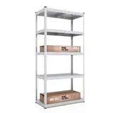 baudim - Metallregal: Flexibles Stahlregal für Lager und Keller. Robustes Steckregal mit anpassbaren Böden. Lastenregal 875kg 5 Metall-Böden verzinkt, 180x60x40cm