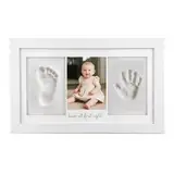 VELLUSTRA Baby Handabdruck und Fußabdruck Set, Gipsabdruck Baby Hand und Fuß für Neugeborene, Handabdruck Baby Bilderrahmen, Fußabdruck Baby Gipsabdruck Set, Baby Geschenk zur Gebur, Babyparty