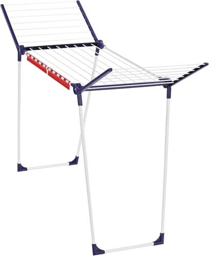 Leifheit Standtrockner Pegasus 160 Solid Slim, Wäscheständer mit Flügeln für lange Wäschestücke, 16m Trockenlänge für 1-2 Wäscheladungen, besonders schmaler Flügelwäschetrockner passt durch enge Türen
