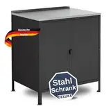 DELUKE® Outdoor Schrank Wetterfest KUMO - Stahl | Gartenschrank Balkon Schrank Außen Terrassenschrank Aussenschrank Mehrzweckschrank Außenbereich Lagerschrank Metallschrank