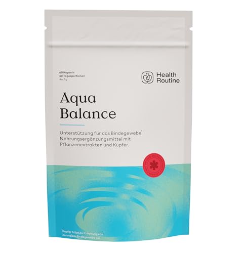 Health Routine Aqua Balance — 60 Kapseln 30 Portionen — Nahrungsergänzungsmittel mit OPC Traubenkernextrakt Hochdosiert, Diosmin, Kupfer und Brennnessel zur Unterstützung von Bindegewebe und Venen