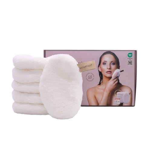 waschies waschbare Abschmink- & Reinigungspads wiederverwendbar, porentiefe Reinigung nur mit Wasser, hautschonend, hypoallergen, supersoft "White Edition" 6er Set