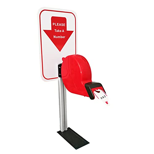 Take-A-Number System Ticketspender mit Zählerständer und 1 Rolle Queue Tape Papier 3 Ziffern 2000 Tickets für Warteschlangenrufsystem