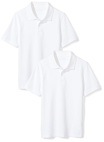 Amazon Essentials Jungen Kurzärmlige Piqué-Poloshirts, 2er-Pack, Weiß, 9 Jahre