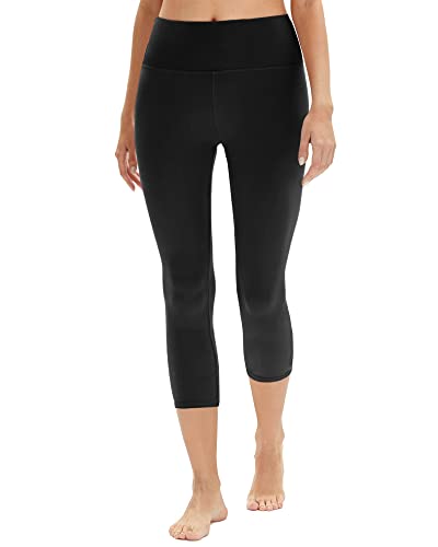 DDOBB Capri Leggings Damen High Waist 3/4 Leggins Blickdicht Caprihose Kurze Sporthose Elastisch Yogahose Laufhose Hose für Fitness Zuhause(A-Schwarz, (DE54-56)=3XL)